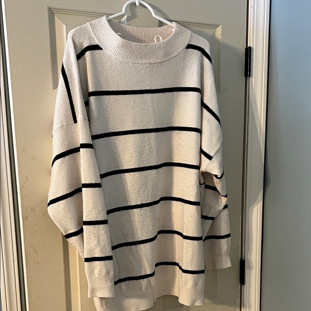 Striped White & Black Women's Sweater